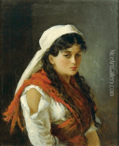 Junge Ungarische Zigeunerin Oil Painting - Bela Gross