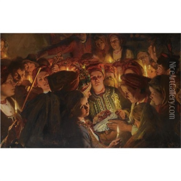 The Celebration Oil Painting - Wlodzimierz Tetmayer