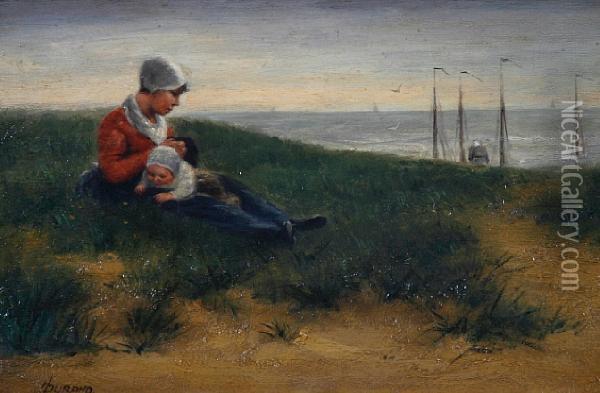 A Mother And Child On The Dunes Oil Painting - Marie Durand