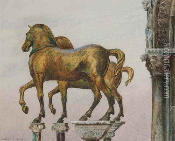 I Cavalli Bronzei Di San Marco Oil Painting - Ainslie H. Bean