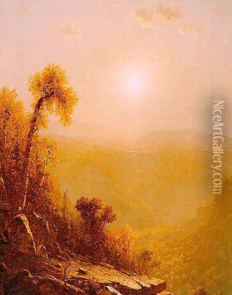 October In The Catskills Oil Painting - Sanford Robinson Gifford