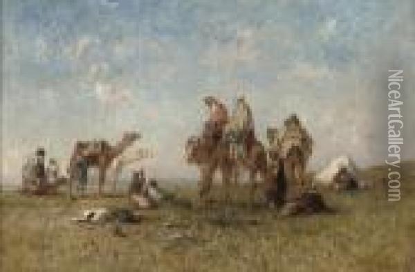 Cavaliers Arabes Oil Painting - Narcisse Berchere