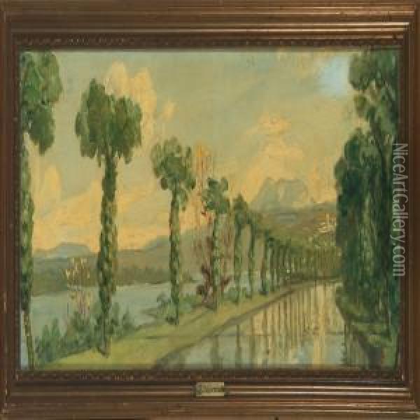 Scenery From The Mediterraenean Oil Painting - August Andreas Jerndorff