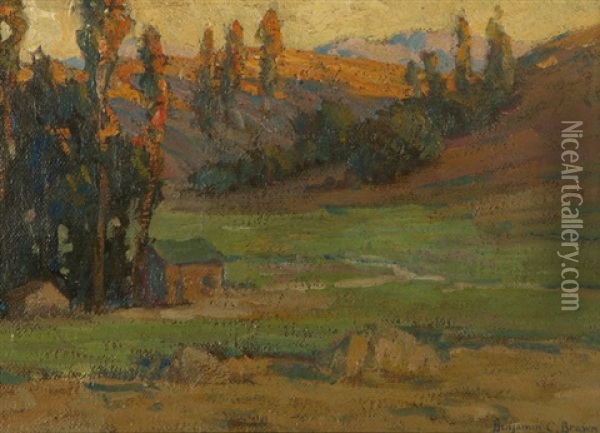 House In A Landscape Oil Painting - Benjamin Chambers Brown