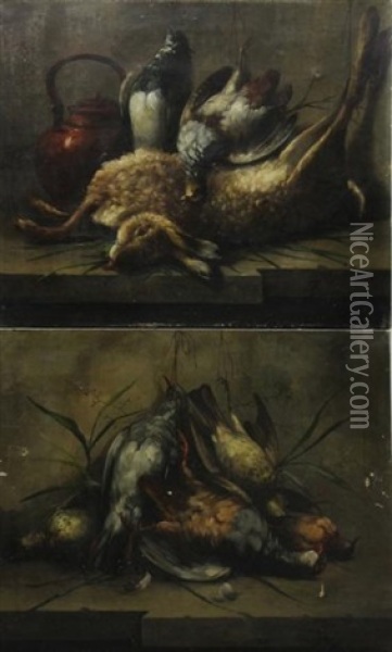 Natures Mortes Aux Gibiers (pair) Oil Painting - Maurice-Jean Bourguignon