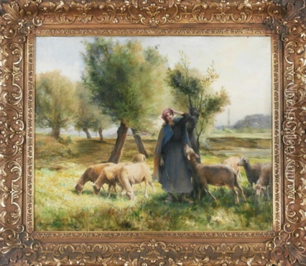 Shepherdess Oil Painting - Georges Laugee