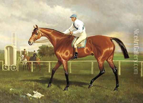Robert the Devil with Jockey up on a racecourse Oil Painting - Alfred F. De Prades