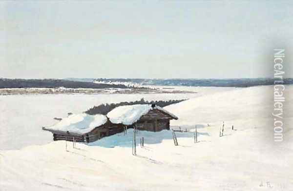 Snowy landscape Oil Painting - Alexandr Alekseevich Borisov