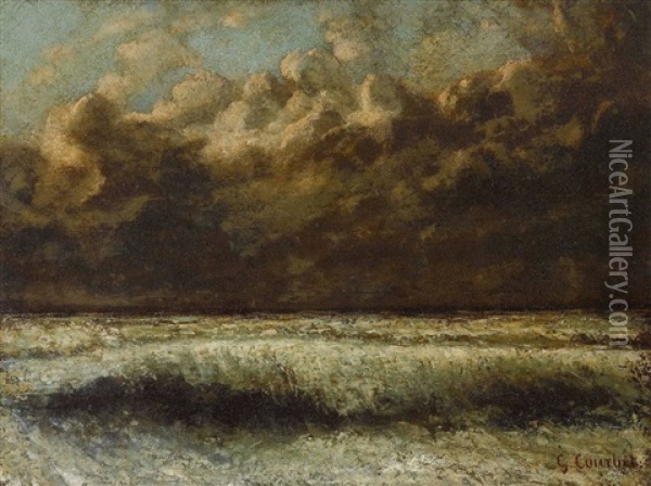 Vor Dem Gewitter - Die Welle Oil Painting - Gustave Courbet
