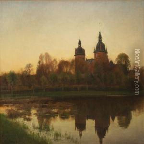 Evening View From Vallo Castle, Denmark Oil Painting - Hans Ole Brasen