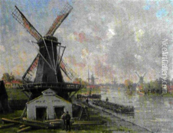 Moulin Pres D'amsterdam Oil Painting - Gustave Mascart