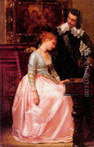 A Romantic Interlude Oil Painting - Ignacio de Leon Escosura