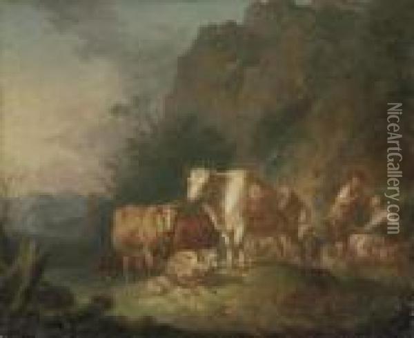 A Shepherd And Shepherdess Resting Oil Painting - Jean-Honore Fragonard