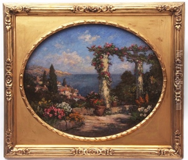 A Mediterranean Garden Oil Painting - Thomas Edwin Mostyn