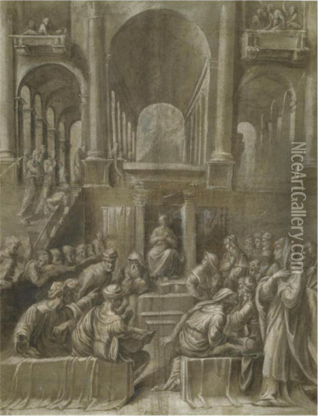 Christ Among The Doctors Oil Painting - Bartolomeo Ramenghi (Bagnacavallo)