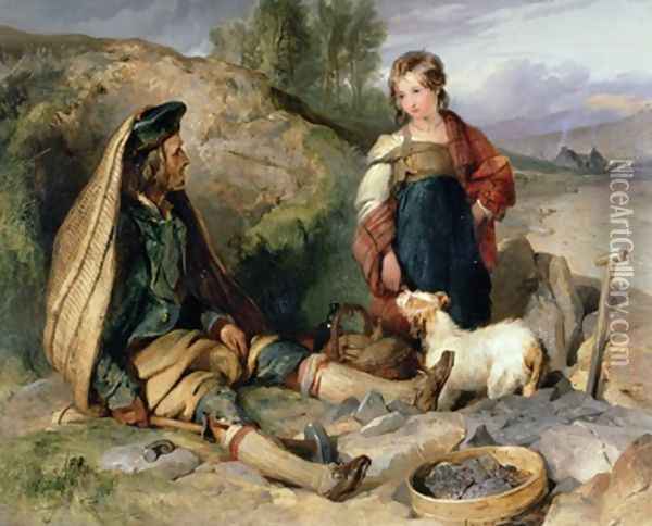 The Stone Breaker and his Daughter Oil Painting - Sir Edwin Henry Landseer