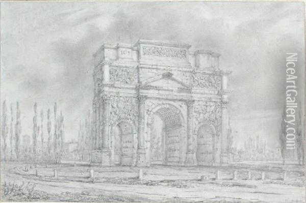 L'arc De Triomphe Oil Painting - Nicolas Marie Joseph Chapuy