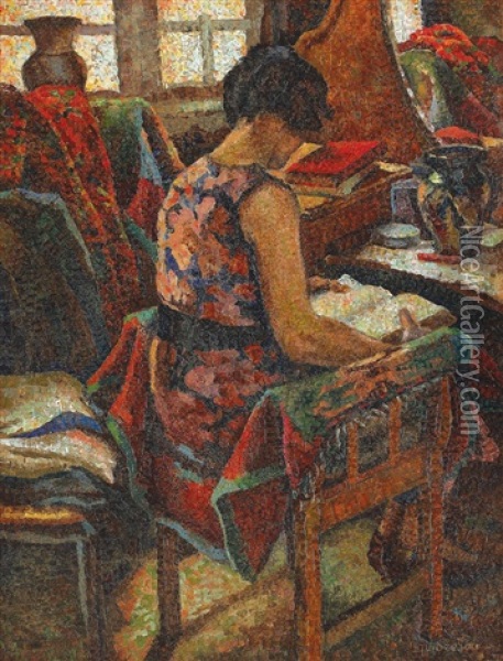 Reading Time Oil Painting - Leon Viorescu