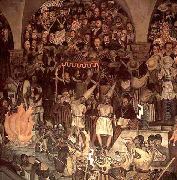 The Court of the Inquisition, Mural Oil Painting - Diego Rivera