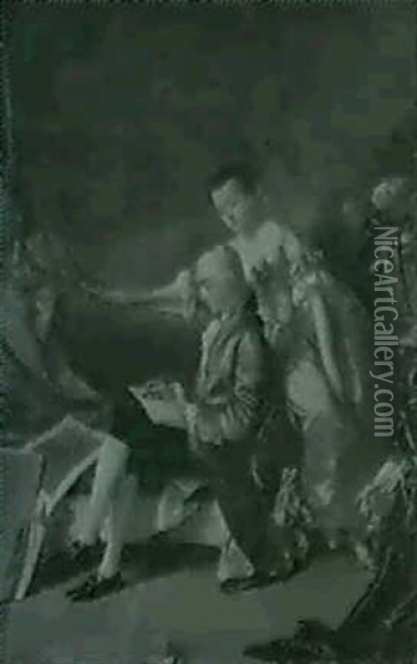 La Lecon De Dessin Oil Painting - Gustave Leonhard de Jonghe