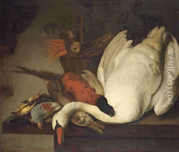 A dead swan Oil Painting - Elias Vonck