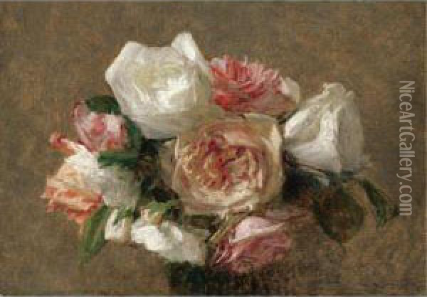 Vase De Roses Oil Painting - Victoria Dubourg Fantin-Latour