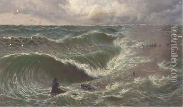 A Coming storm, Ebb-tide on the Goodwin Sands Oil Painting - Thomas Rose Miles
