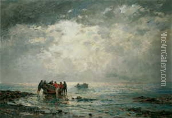 Die Ruckkehr Vom Fischfang Oil Painting - Friedrich Ernst Morgenstern