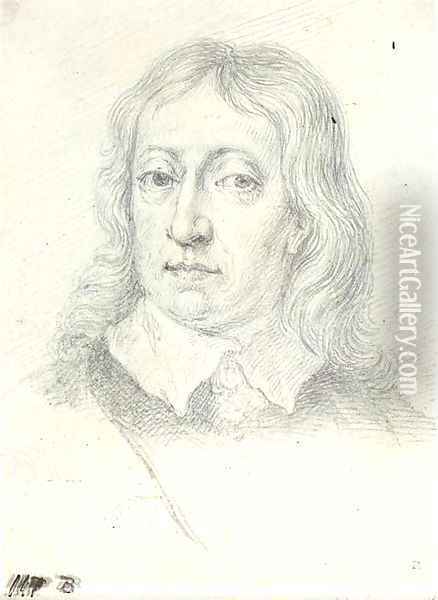 Portrait of John Milton (1608-1674), bust-length Oil Painting - Jonathan Richardson