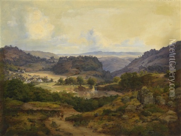Ardennenlandschaft Oil Painting - Heinrich Koch