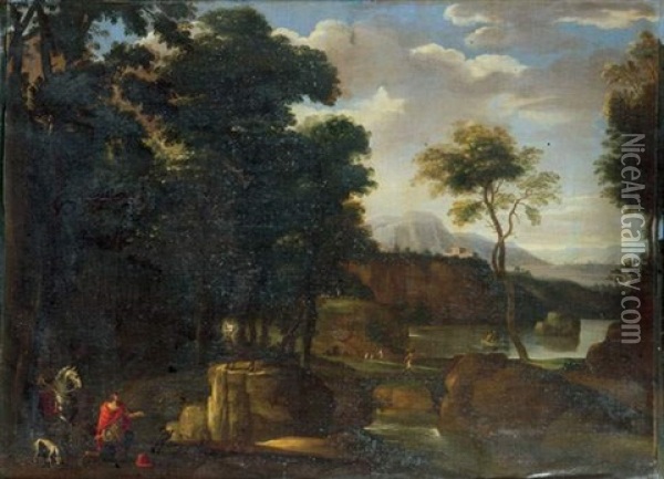 La Vision De Saint Eustache Oil Painting - Giovanni Battista Viola