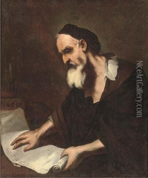 A Philosopher Oil Painting - Luca Giordano