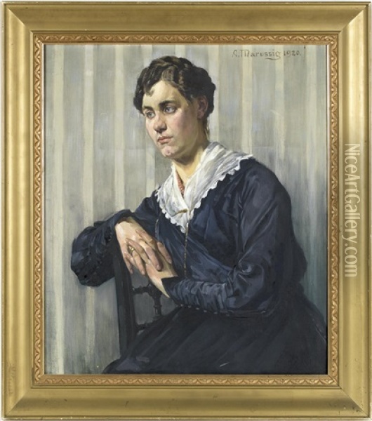 Portrait Einer Sitzenden Dame Oil Painting - Anton Marussig
