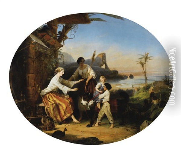 L'enfance De Paul Et Virginie Oil Painting - Heinrich Frederic Schopin
