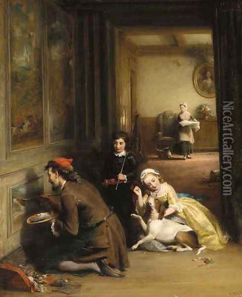 The excited sitter Oil Painting - George Bernard O'Neill