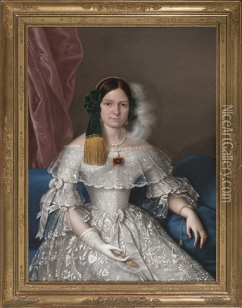 Retrato De Una Joven Oil Painting - Antonio Maria Esquivel Suarez de Urbina