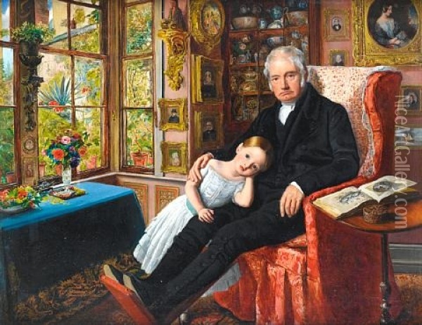 James Wyatt And His Granddaughter Mary Wyatt Oil Painting - William Henry Millais