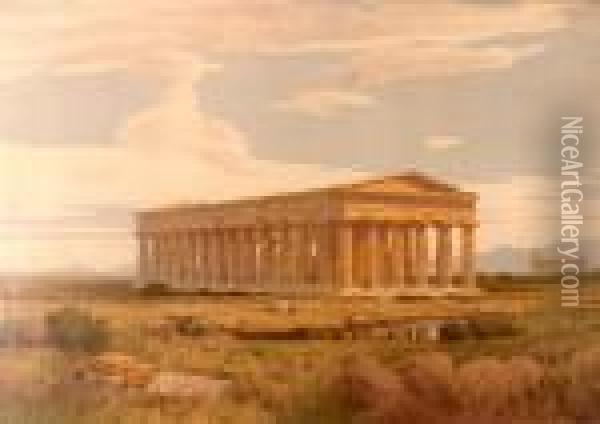 View Of A Greek Temple Oil Painting - Max W. Roman