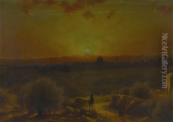 View Of Jerusalem Oil Painting - James Fairman