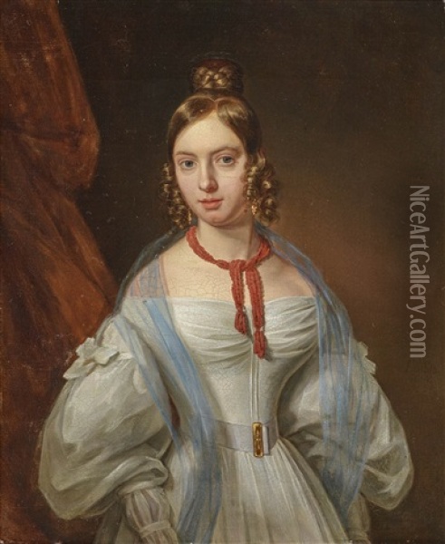Portrait Of Emma Friis Oil Painting - Emilius Baerentzen