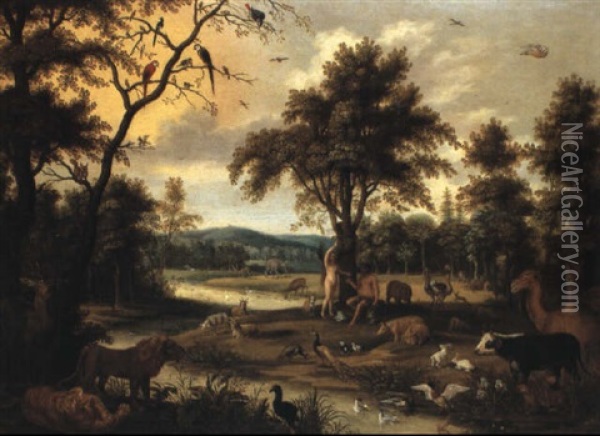 Adam Et Eve Au Paradis Terrestre Oil Painting - Jacob Bouttats