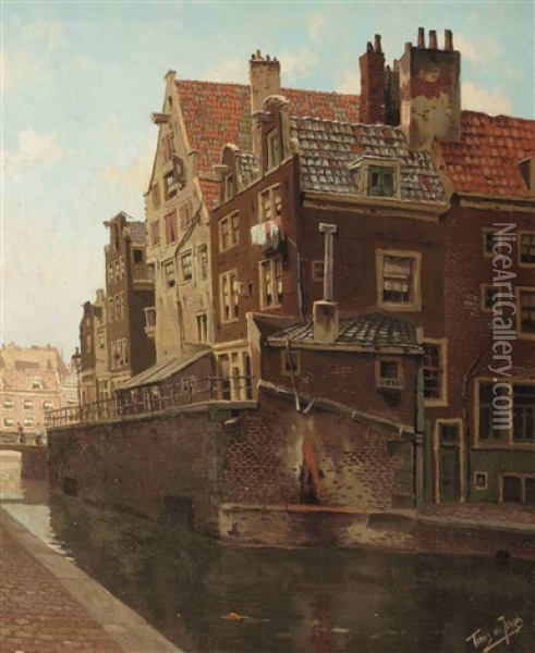 Grimnessesluis, Amsterdam Oil Painting - Tinus de Jongh
