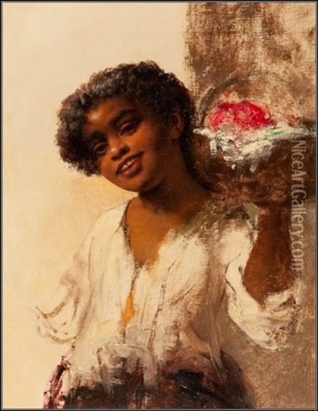 The New Orleans Flower Girl Oil Painting - Robert Gavin