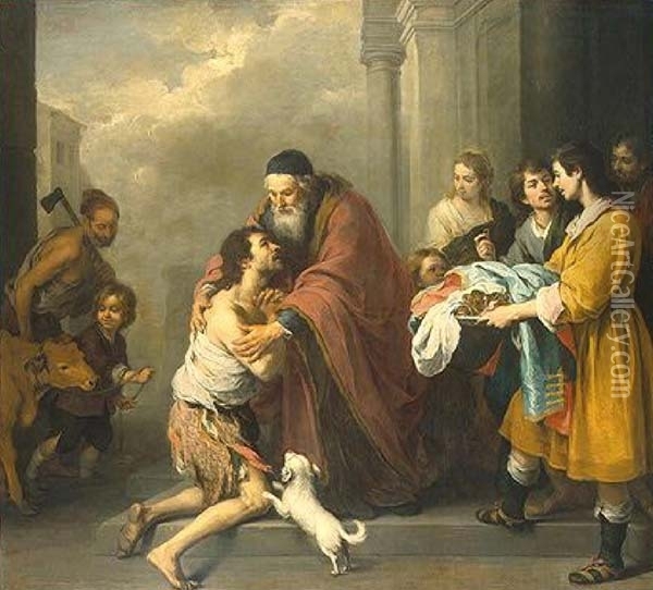 The Return Of The Prodigal Son 1670-74 Oil Painting - Bartolome Esteban Murillo