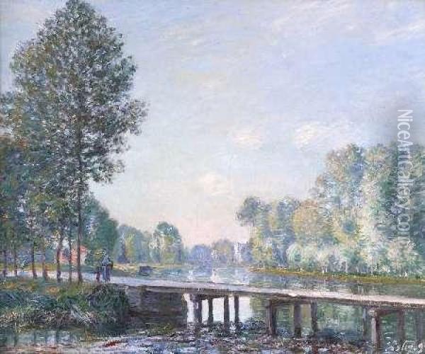 La Passerelle - Matinee De Septembre Oil Painting - Alfred Sisley