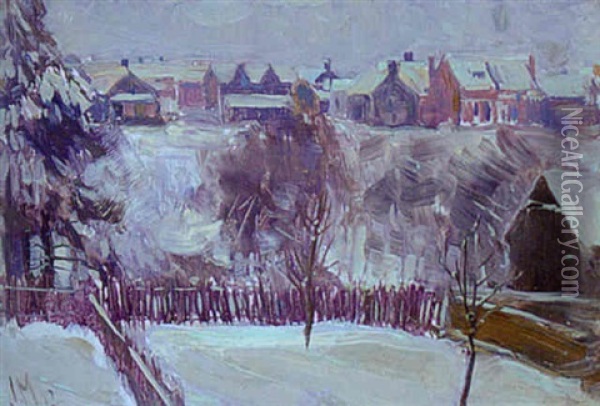 Backyard, West Toronto, Glenlake House Oil Painting - James Edward Hervey MacDonald