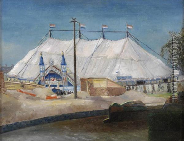 Der Zirkus. Oil Painting - Otto Hanrath