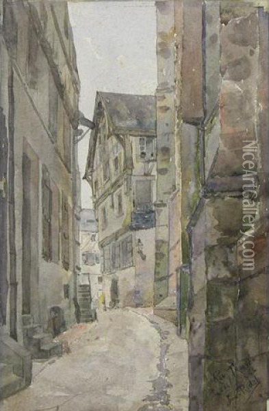 Laval, La Rue Trouvee Oil Painting - Leopold Ridel