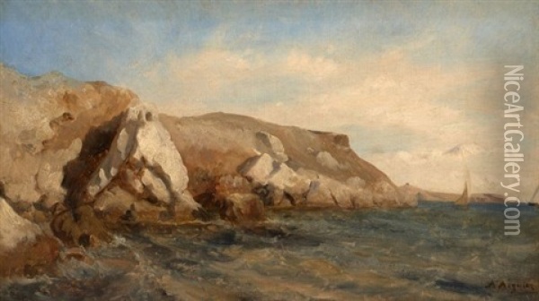 Vue Des Calanques Pres De Marseille Oil Painting - Auguste Louis Laurent Aiguier
