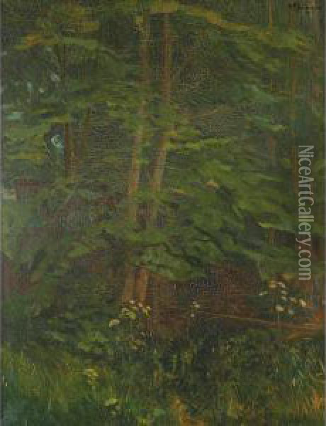 Blumen-weise Am Waldes-rand Oil Painting - Wilhelm Trubner